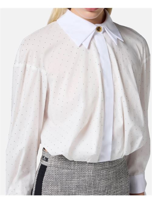 CAMICIA CON STRASS E NODO ELISABETTA FRANCHI | CA08151E2100 bianco